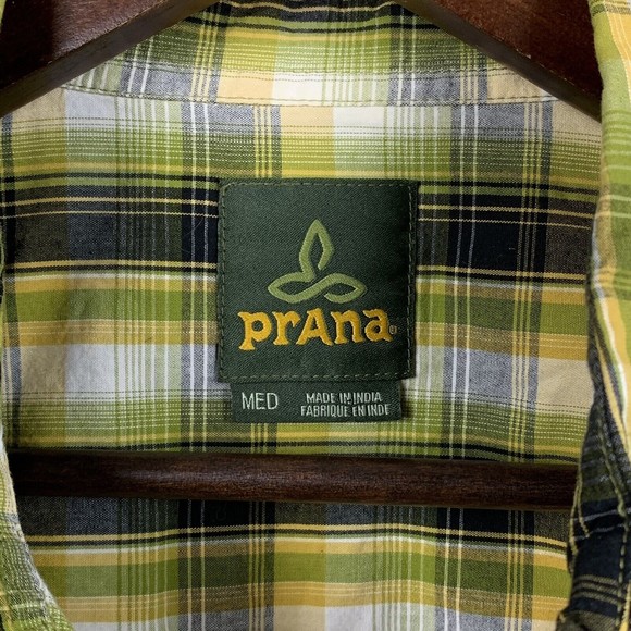 Prana Mens Breathe Pearl Snap Collared Button Up‎ Short Sleeve Shirt Medium - Picture 7 of 7